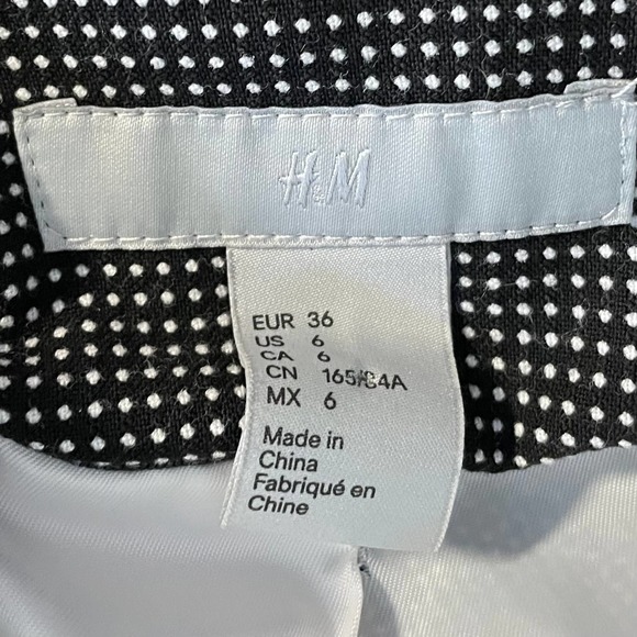 H&M Black White Dot Ruched Open Blazer Jacket 6 - Picture 4 of 6